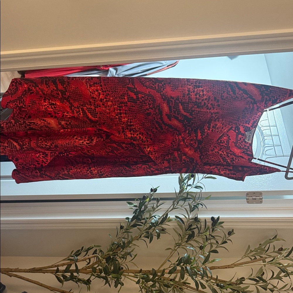 Red Snakeskin Print Dress